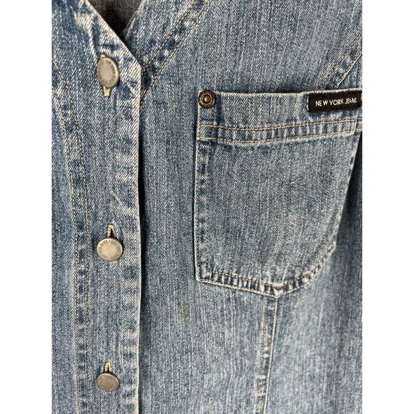 New York Jeans Sleeveless Denim Dress With Button-Front & Pockets Sz 12 - Picture 11 of 14